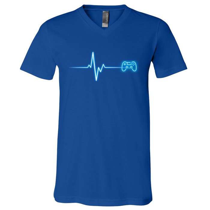 Pop Game Threads Gamer Heartbeat Ps Video Game Controller Gift V-Neck T-Shirt