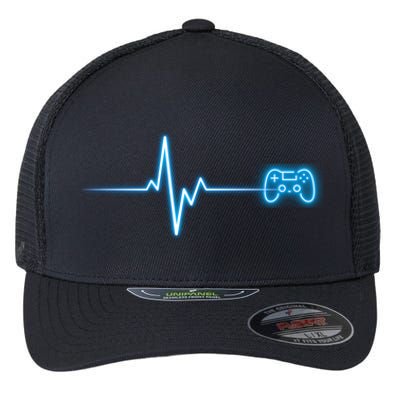 Pop Game Threads Gamer Heartbeat Ps Video Game Controller Cute Gift Flexfit Unipanel Trucker Cap