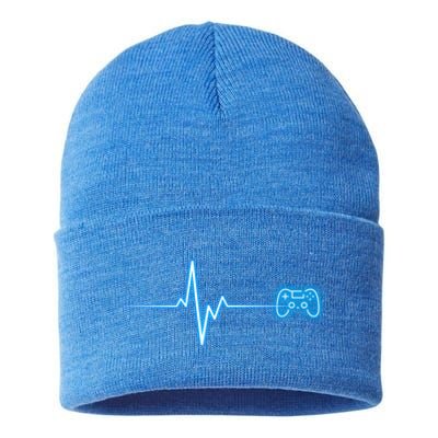 Pop Game Threads Gamer Heartbeat Ps Video Game Controller Cute Gift Sustainable Knit Beanie