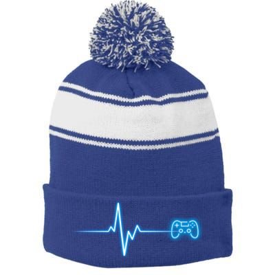 Pop Game Threads Gamer Heartbeat Ps Video Game Controller Cute Gift Stripe Pom Pom Beanie