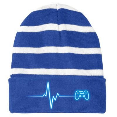 Pop Game Threads Gamer Heartbeat Ps Video Game Controller Cute Gift Striped Beanie with Solid Band