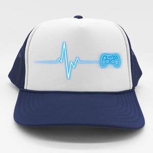 Pop Game Threads Gamer Heartbeat Ps Video Game Controller Cute Gift Trucker Hat