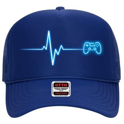 Pop Game Threads Gamer Heartbeat Ps Video Game Controller Cute Gift High Crown Mesh Back Trucker Hat