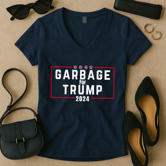 Proud Garbage Trump Garbage Supporter For Garbage Trump Women's V-Neck T-Shirt