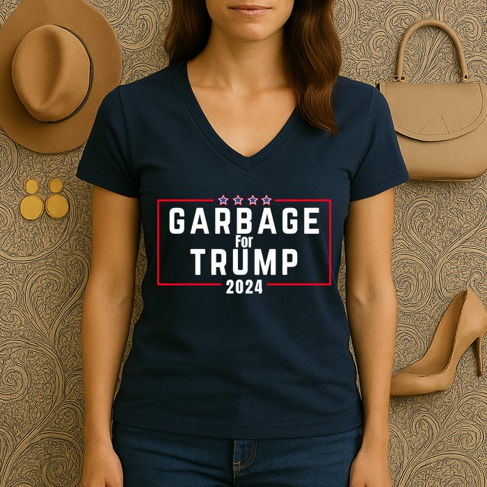 Proud Garbage Trump Garbage Supporter For Garbage Trump Women's V-Neck T-Shirt