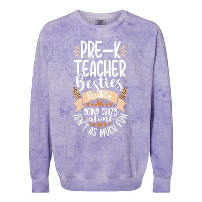 Prefunny Giftk Teacher Besties Appreciation Preschool Leopard Gift Colorblast Crewneck Sweatshirt