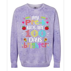 Precute Giftk Teacher 100 Days Brighter 100th Day Of School Gift Cute Gift Colorblast Crewneck Sweatshirt