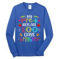 Precute Giftk Teacher 100 Days Brighter 100th Day Of School Gift Cute Gift Tall Long Sleeve T-Shirt