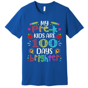 Precute Giftk Teacher 100 Days Brighter 100th Day Of School Gift Cute Gift Premium T-Shirt