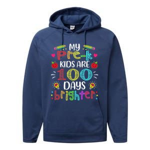 Precute Giftk Teacher 100 Days Brighter 100th Day Of School Gift Cute Gift Performance Fleece Hoodie