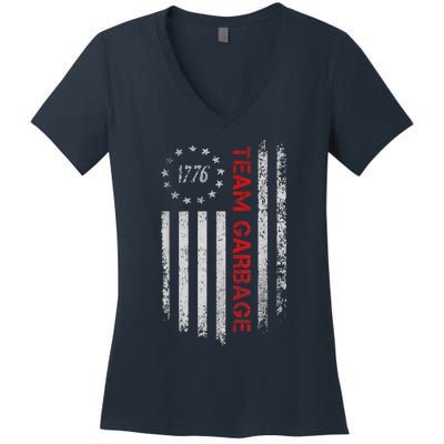 Proud Garbage Trump Supporter Garbage For Trump Supporter Women's V-Neck T-Shirt