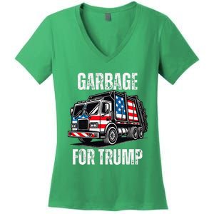 Proud Garbage Trump Supporter Garbage For Trump Supporter Women's V-Neck T-Shirt