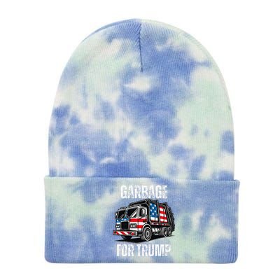 Proud Garbage Trump Supporter Garbage For Trump Supporter Gift Tie Dye 12in Knit Beanie