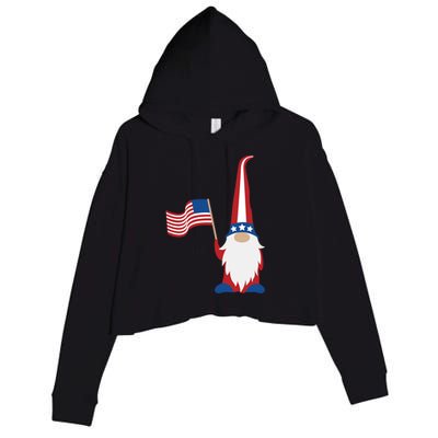 Patriotic Gnomes Usa American Flag 4th Of July Gnome Gift Crop Fleece Hoodie