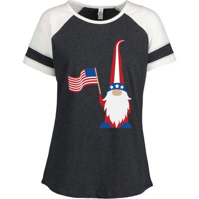 Patriotic Gnomes Usa American Flag 4th Of July Gnome Gift Enza Ladies Jersey Colorblock Tee