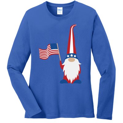 Patriotic Gnomes Usa American Flag 4th Of July Gnome Gift Ladies Long Sleeve Shirt