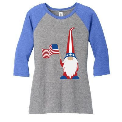 Patriotic Gnomes Usa American Flag 4th Of July Gnome Gift Women's Tri-Blend 3/4-Sleeve Raglan Shirt