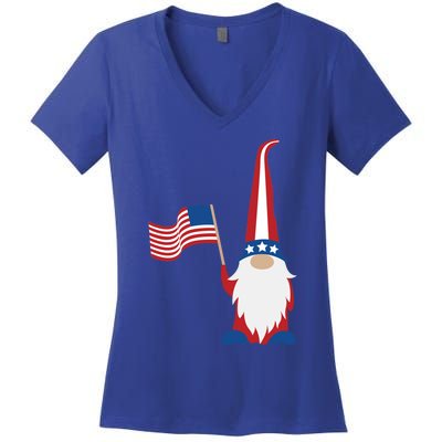 Patriotic Gnomes Usa American Flag 4th Of July Gnome Gift Women's V-Neck T-Shirt