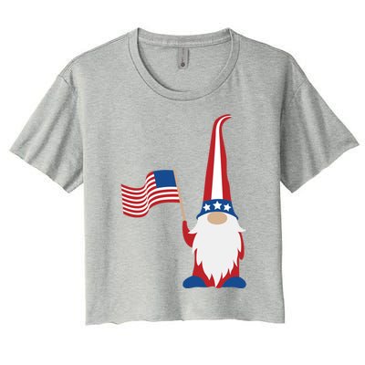 Patriotic Gnomes Usa American Flag 4th Of July Gnome Gift Women's Crop Top Tee