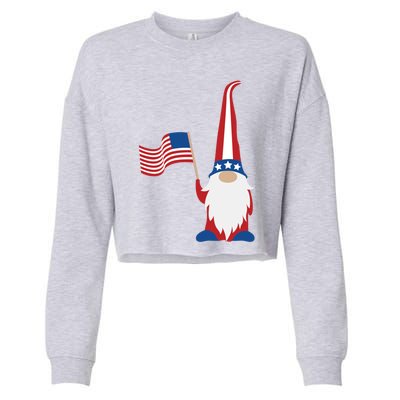 Patriotic Gnomes Usa American Flag 4th Of July Gnome Gift Cropped Pullover Crew