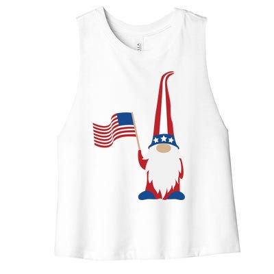 Patriotic Gnomes Usa American Flag 4th Of July Gnome Gift Women's Racerback Cropped Tank