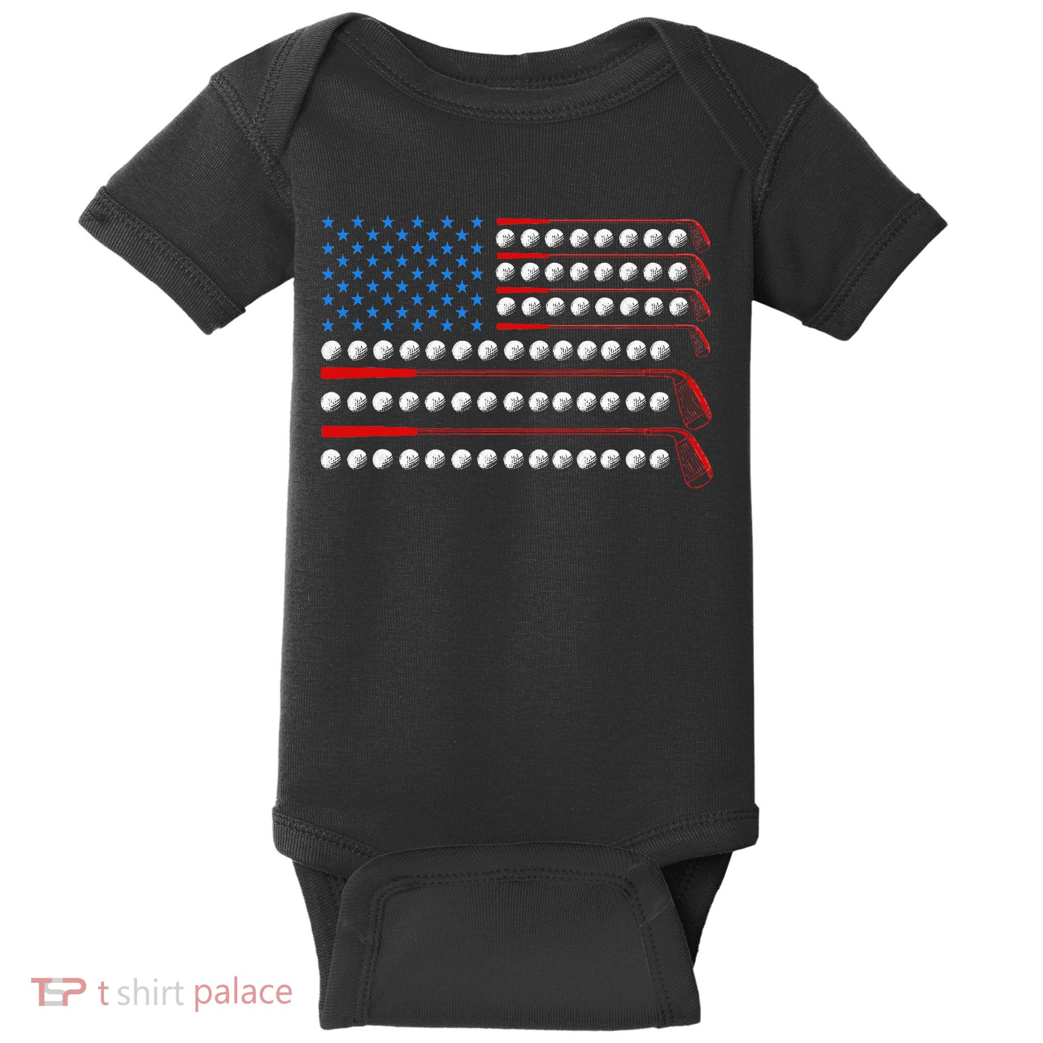 Patriotic Golf Usa Flag Golf Clubs 4th Of July Golf Balls Baby Bodysuit