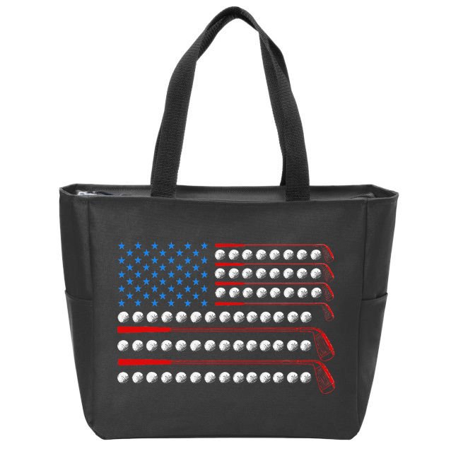 Patriotic Golf Usa Flag Golf Clubs 4th Of July Golf Balls Zip Tote Bag