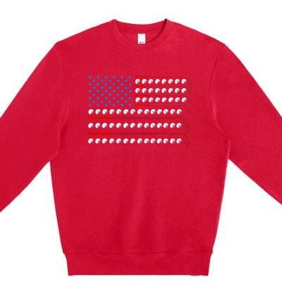 Patriotic Golf Usa Flag Golf Clubs 4th Of July Golf Balls Premium Crewneck Sweatshirt