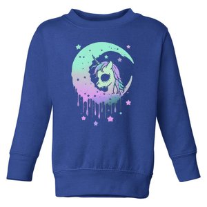 Pastel Goth Unicorn Moon Stars Creepy Toddler Sweatshirt