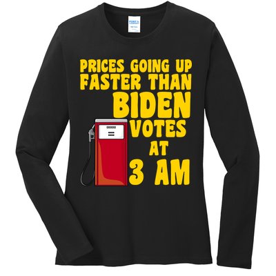 Prices Going Up Faster Than Biden Votes At 3AM Funny Ladies Long Sleeve Shirt