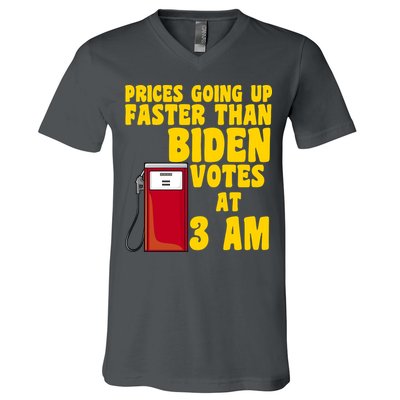 Prices Going Up Faster Than Biden Votes At 3AM Funny V-Neck T-Shirt