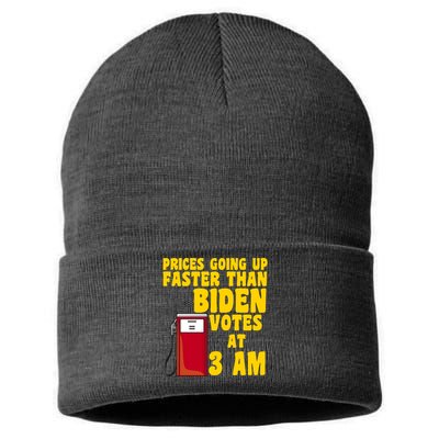 Prices Going Up Faster Than Biden Votes At 3AM Funny Sustainable Knit Beanie