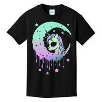 Pastel Goth Unicorn Moon Stars Creepy Cute Kawaii Evil Horse Kids T-Shirt