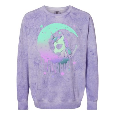 Pastel Goth Unicorn Moon Stars Creepy Kawaii Evil Horse Colorblast Crewneck Sweatshirt