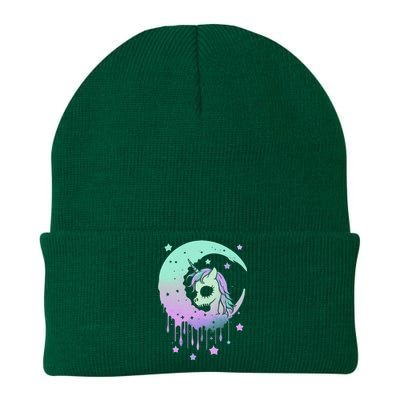 Pastel Goth Unicorn Moon Stars Creepy Kawaii Evil Horse Knit Cap Winter Beanie