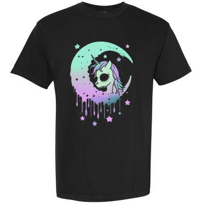 Pastel Goth Unicorn Moon Stars Creepy Kawaii Evil Horse Garment-Dyed Heavyweight T-Shirt