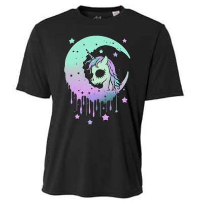 Pastel Goth Unicorn Moon Stars Creepy Kawaii Evil Horse Cooling Performance Crew T-Shirt