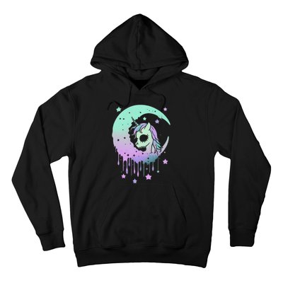 Pastel Goth Unicorn Moon Stars Creepy Kawaii Evil Horse Hoodie