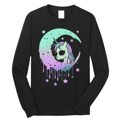 Pastel Goth Unicorn Moon Stars Creepy Kawaii Evil Horse Long Sleeve Shirt