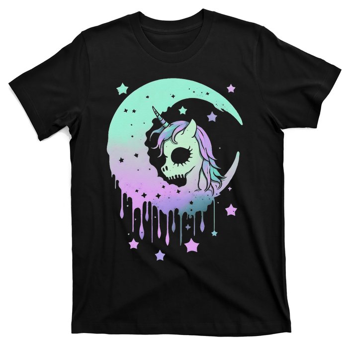 Pastel Goth Unicorn Moon Stars Creepy Kawaii Evil Horse T-Shirt