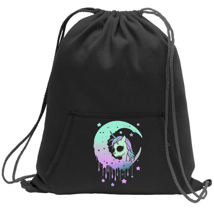 Pastel Goth Unicorn Moon Stars Creepy Kawaii Evil Horse Sweatshirt Cinch Pack Bag