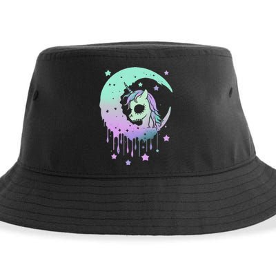 Pastel Goth Unicorn Moon Stars Creepy Kawaii Evil Horse Sustainable Bucket Hat