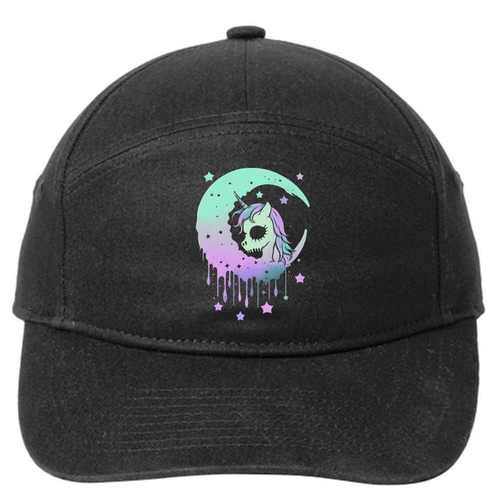 Pastel Goth Unicorn Moon Stars Creepy Kawaii Evil Horse 7-Panel Snapback Hat