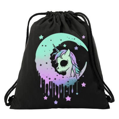 Pastel Goth Unicorn Moon Stars Creepy Kawaii Evil Horse Drawstring Bag