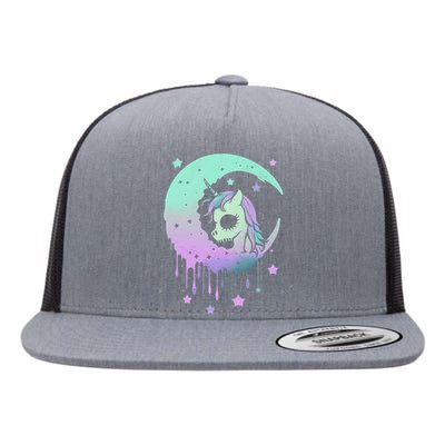 Pastel Goth Unicorn Moon Stars Creepy Kawaii Evil Horse Flat Bill Trucker Hat