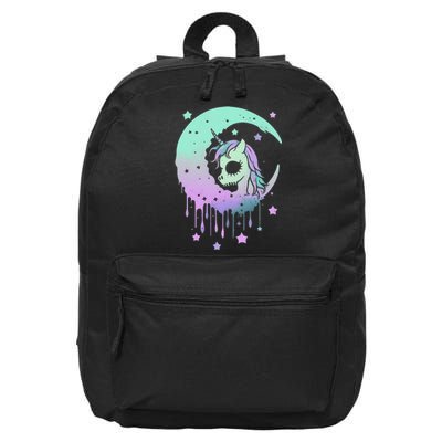 Pastel Goth Unicorn Moon Stars Creepy Kawaii Evil Horse 16 in Basic Backpack