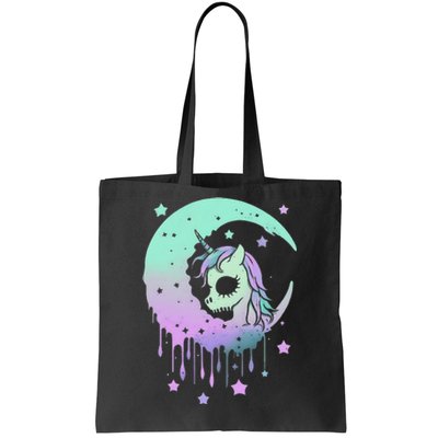 Pastel Goth Unicorn Moon Stars Creepy Kawaii Evil Horse Tote Bag