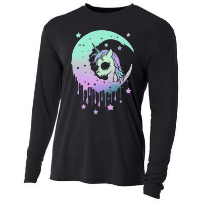 Pastel Goth Unicorn Moon Stars Creepy Kawaii Evil Horse Cooling Performance Long Sleeve Crew