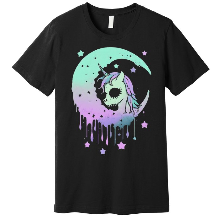 Pastel Goth Unicorn Moon Stars Creepy Kawaii Evil Horse Premium T-Shirt