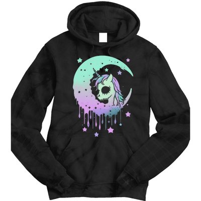 Pastel Goth Unicorn Moon Stars Creepy Kawaii Evil Horse Tie Dye Hoodie